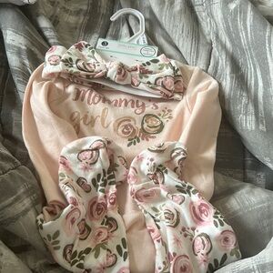 3pc pink floral set for 3-6 months